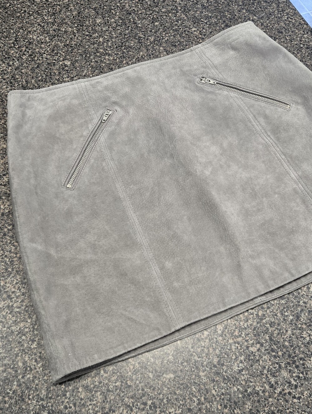 BLANKNYC Gray Genuine Suede Leather Mini Skirt Size 31